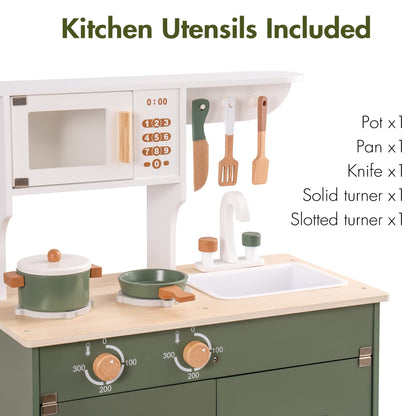 ROBUD Vintage Green Wooden Play Kitchen WCF04