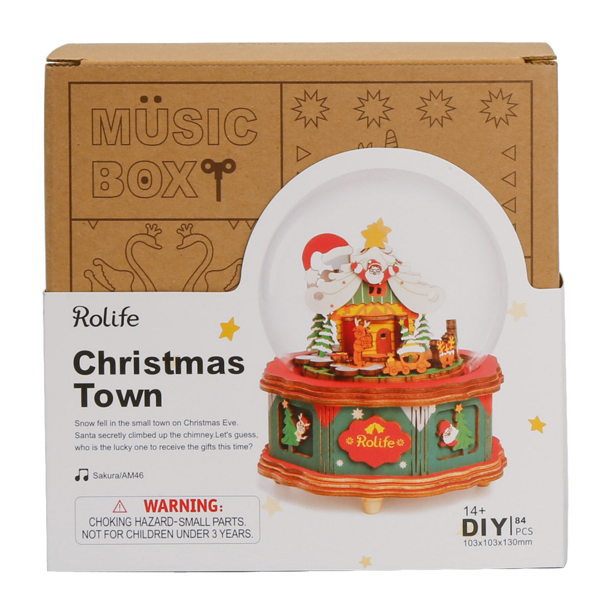 Rolife Christmas Town Music Box 3D Wooden Puzzle AM46