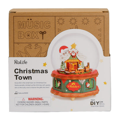 Rolife Christmas Town Music Box 3D Wooden Puzzle AM46