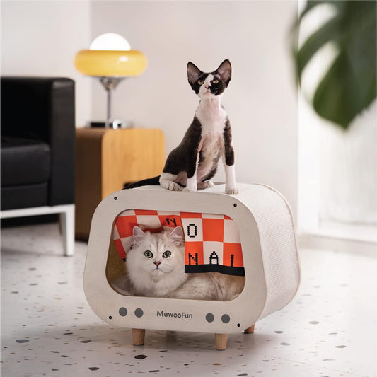 Mewoofun Wooden TV Cat House