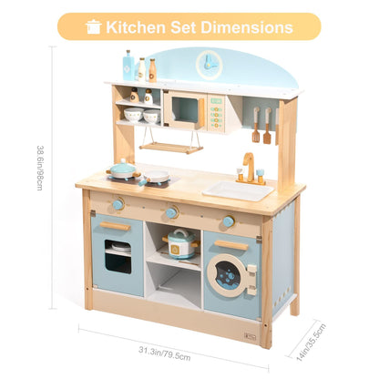 ROBUD Wooden Kitchen Pretend Play Set with Accessories WCF14