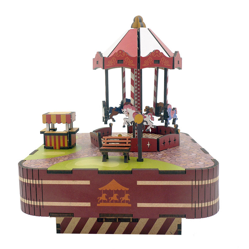 DIY 3D Wooden Puzzle Music Box | Merry-Go-Round