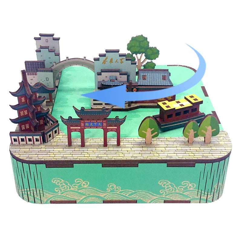 DIY 3D Wooden Puzzle Music Box | Qinhuai River