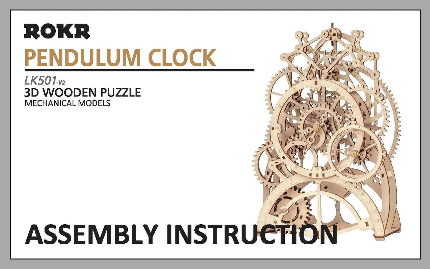 ROKR Pendulum Clock Mechanical Gears LK501 | English Manual