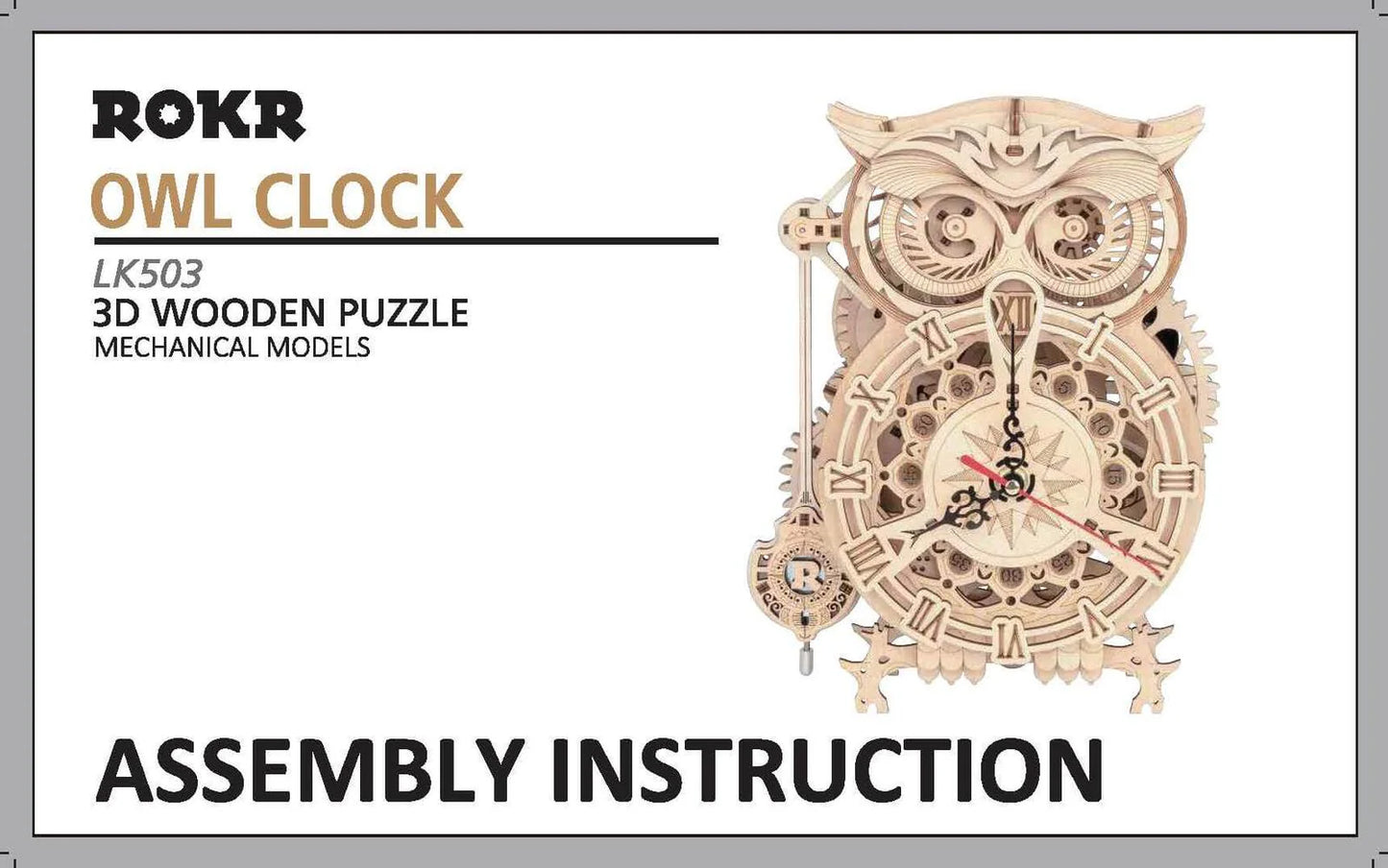 ROKR Owl Clock Mechanical Gears LK503 | English Manual