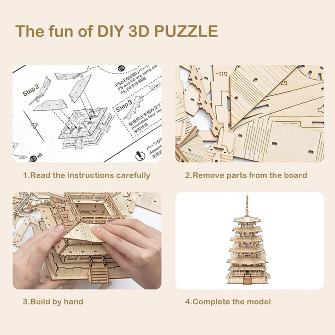 Rolife DIY Five-Storied Pagoda 3D Wooden Puzzle TGN02