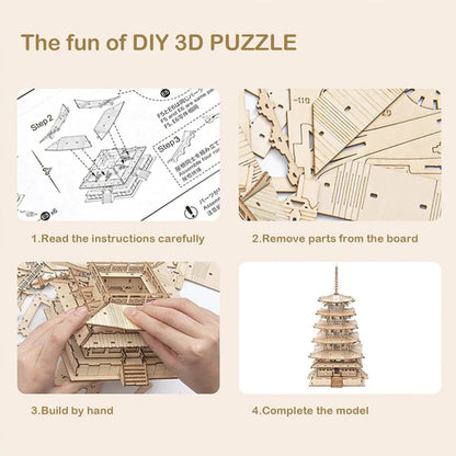 Rolife DIY Five-Storied Pagoda 3D Wooden Puzzle TGN02