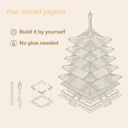 Rolife DIY Five-Storied Pagoda 3D Wooden Puzzle TGN02