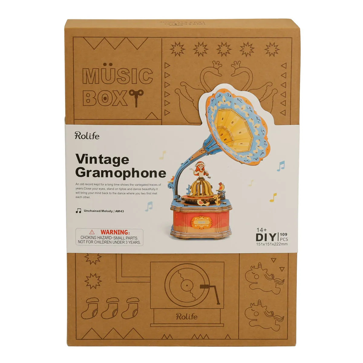 Rolife Vintage Gramophone Music Box AM43 | English Manual