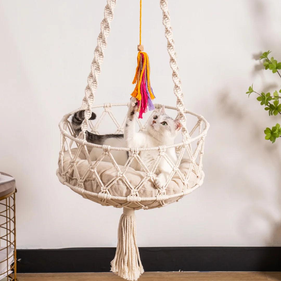 Mewoofun Hanging Macrame Cat Hammock Bed - The Emporium