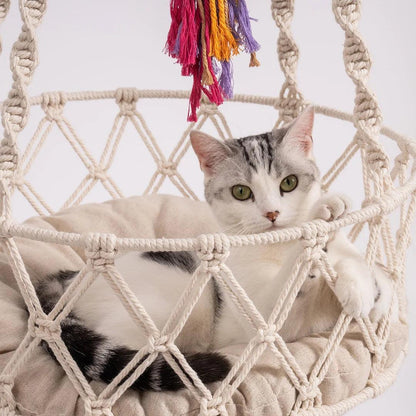 Mewoofun Hanging Macrame Cat Hammock Bed - The Emporium