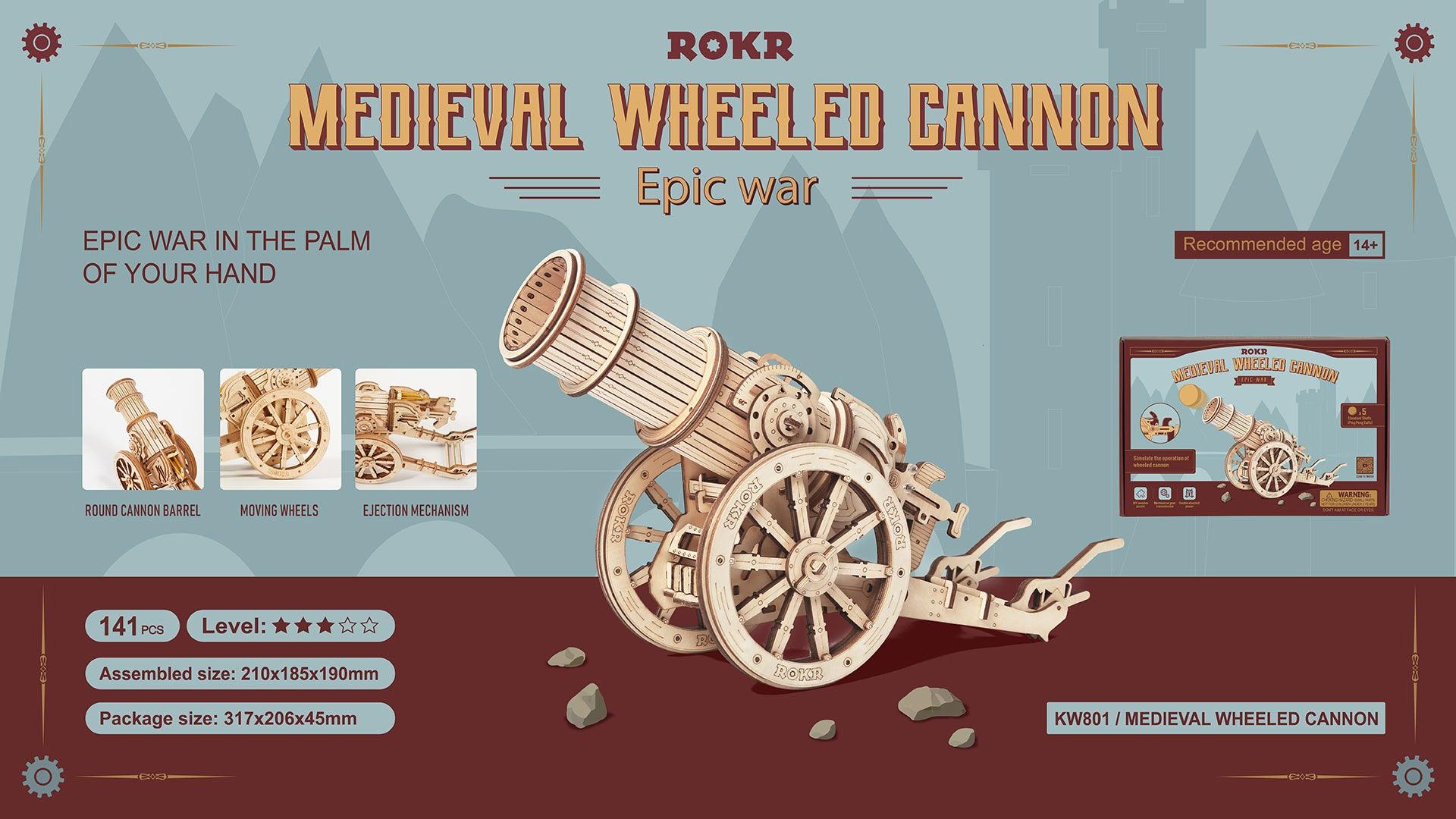 ROKR 3D Wooden Puzzle Wheeled Siege Artillery KW801 [Only Ship To U.S.] - The Emporium