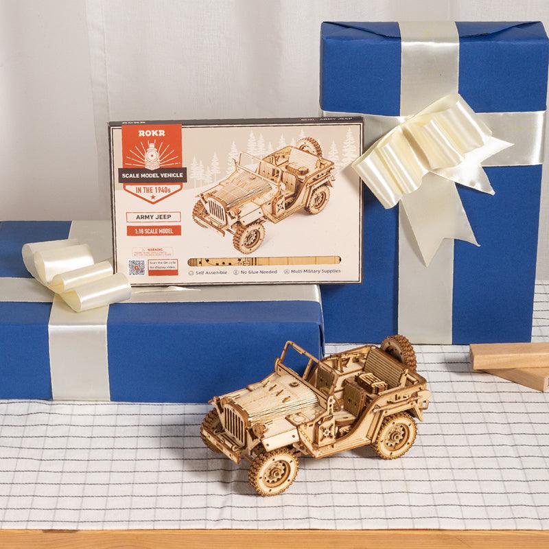 ROKR Army Jeep Scale Model 3D Wooden Puzzle MC701 [Only Ship To U.S.] - The Emporium