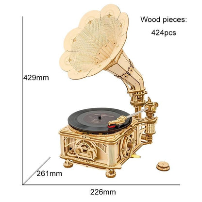 ROKR Classic Gramophone 3D Wooden Puzzle LKB01 (Hand Rotate Mode) [Only Ship To U.S.] - The Emporium