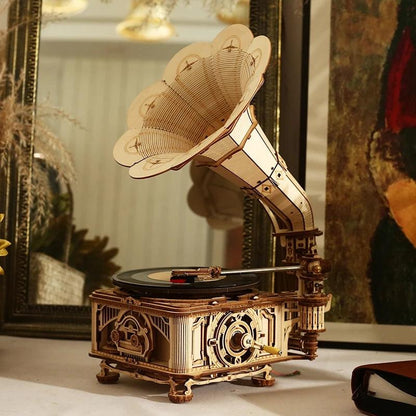 ROKR Classic Gramophone 3D Wooden Puzzle LKB01 (Hand Rotate Mode) [Only Ship To U.S.] - The Emporium