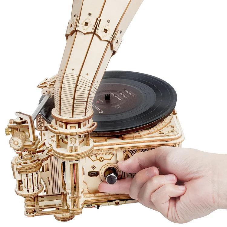 ROKR Classic Gramophone 3D Wooden Puzzle LKB01 (Hand Rotate Mode) [Only Ship To U.S.] - The Emporium