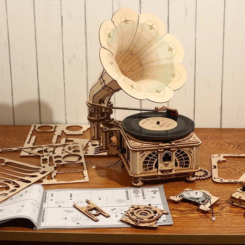 ROKR Classic Gramophone 3D Wooden Puzzle LKB01 (Hand Rotate Mode) [Only Ship To U.S.] - The Emporium