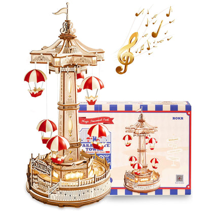 ROKR Parachute Tower DIY Music Box 3D Wooden Puzzle EA01 [Only Ship To U.S.] - The Emporium