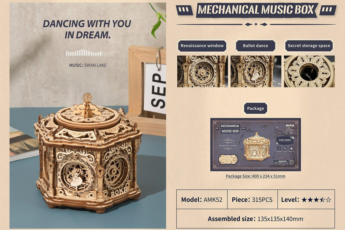 ROKR Secret Garden DIY Mechanical Music Box AMK52 [Only Ship To U.S.] - The Emporium