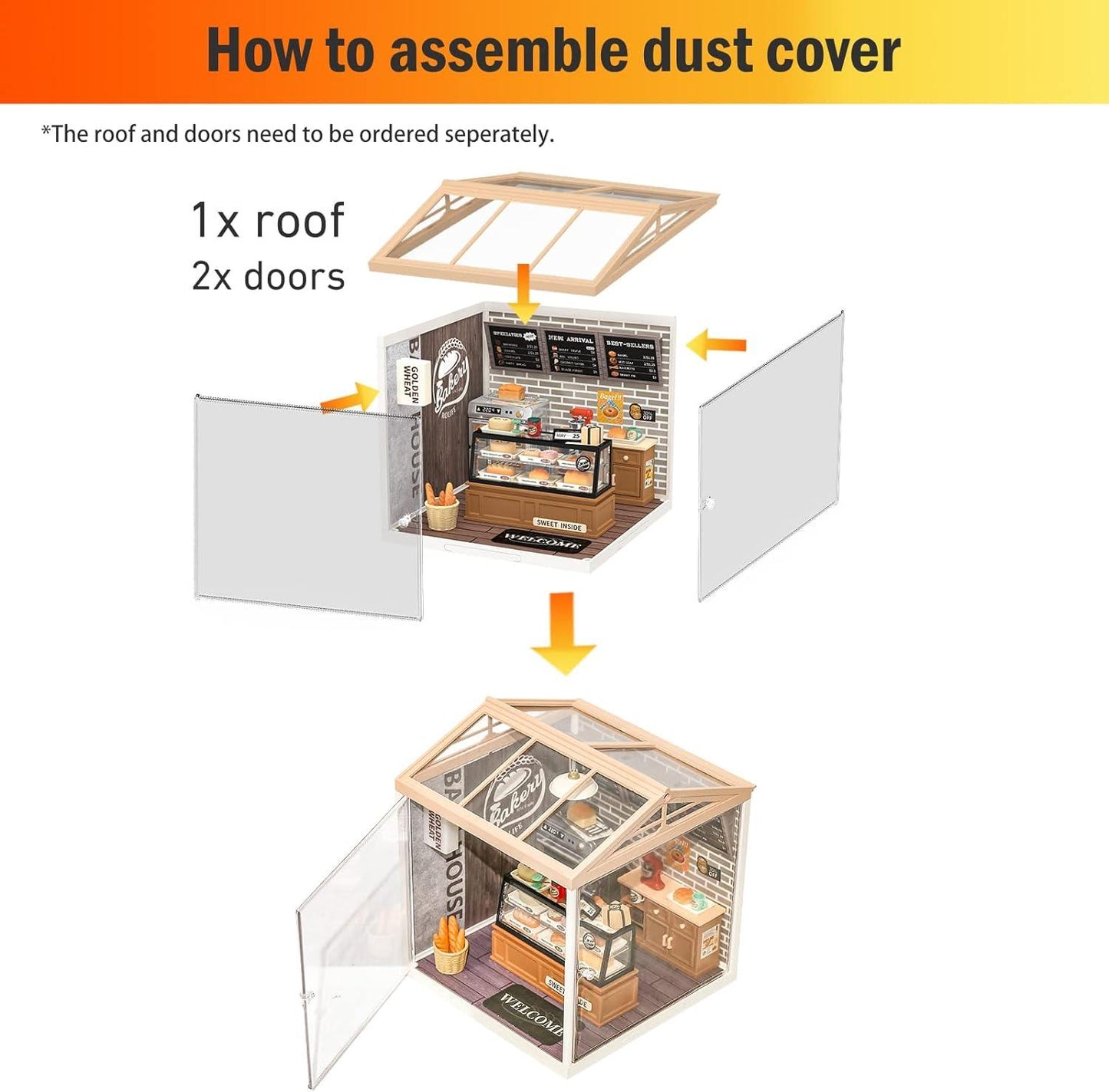 Rolife Roof DWP02 and Dust-proof Door DWP05 for Super Creator Plastic DIY Miniature House - The Emporium