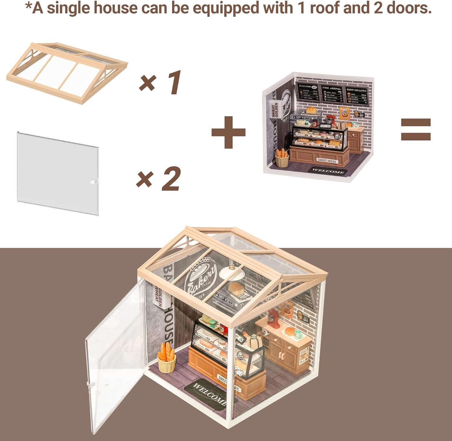 Rolife Roof DWP02 and Dust-proof Door DWP05 for Super Creator Plastic DIY Miniature House - The Emporium