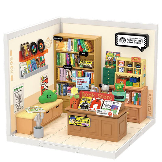 Rolife Super Creator Fascinating Book Store Plastic DIY Miniature House Kit DW004 - The Emporium